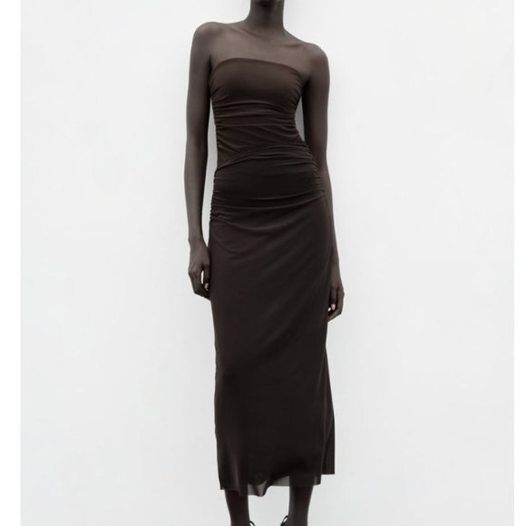 Zara Brown Strapless Dress - Picture 1 of 7